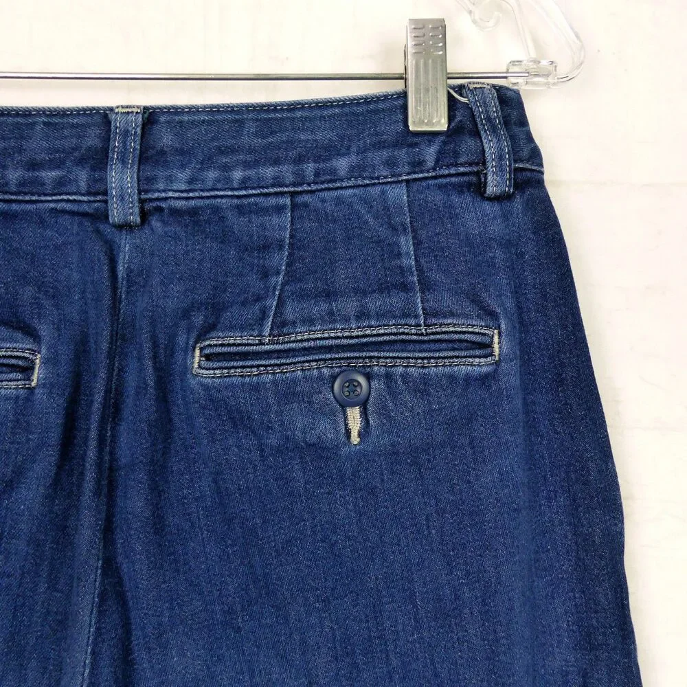 Uniqlo Denim Trousers Jeans Womens 4 Blue High Waist Wide Straight Leg 417929